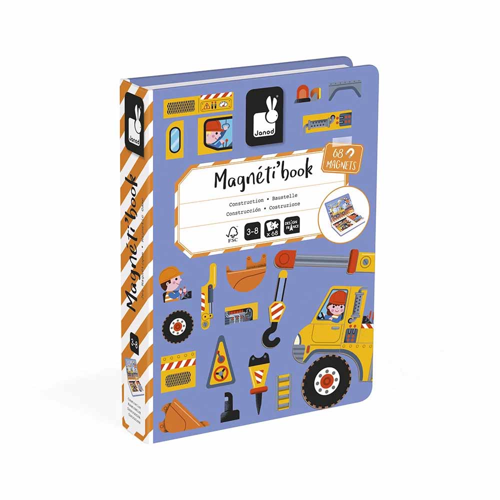 Janod Gioco Didattico Magnetico, Contenitore a Libro, Tema Costruzione