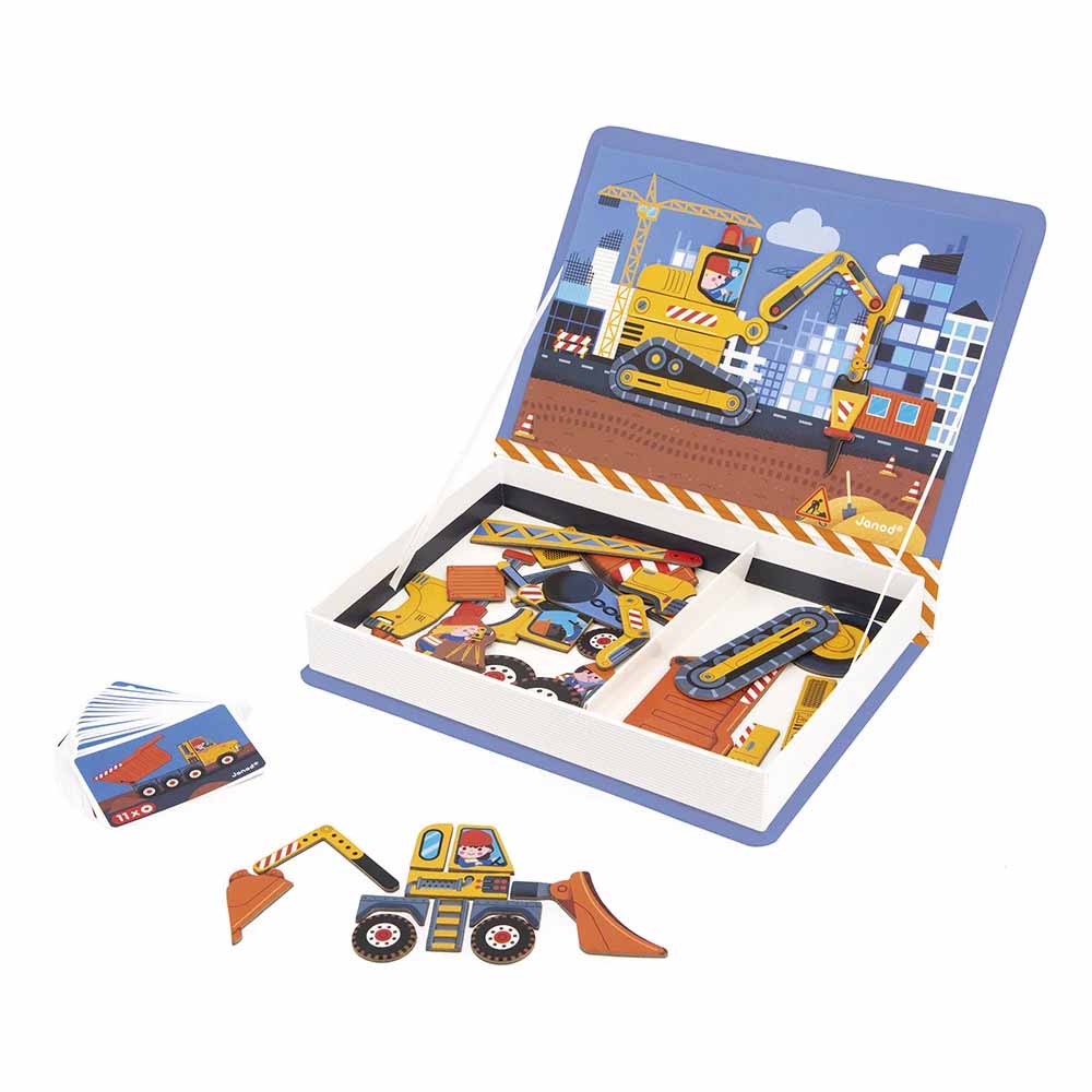 Janod Gioco Didattico Magnetico, Contenitore a Libro, Tema Costruzione
