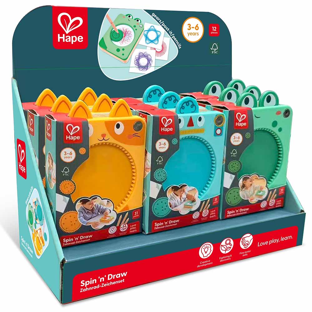 Hape Spin 'n' Draw Spirografo Portatile in Legno