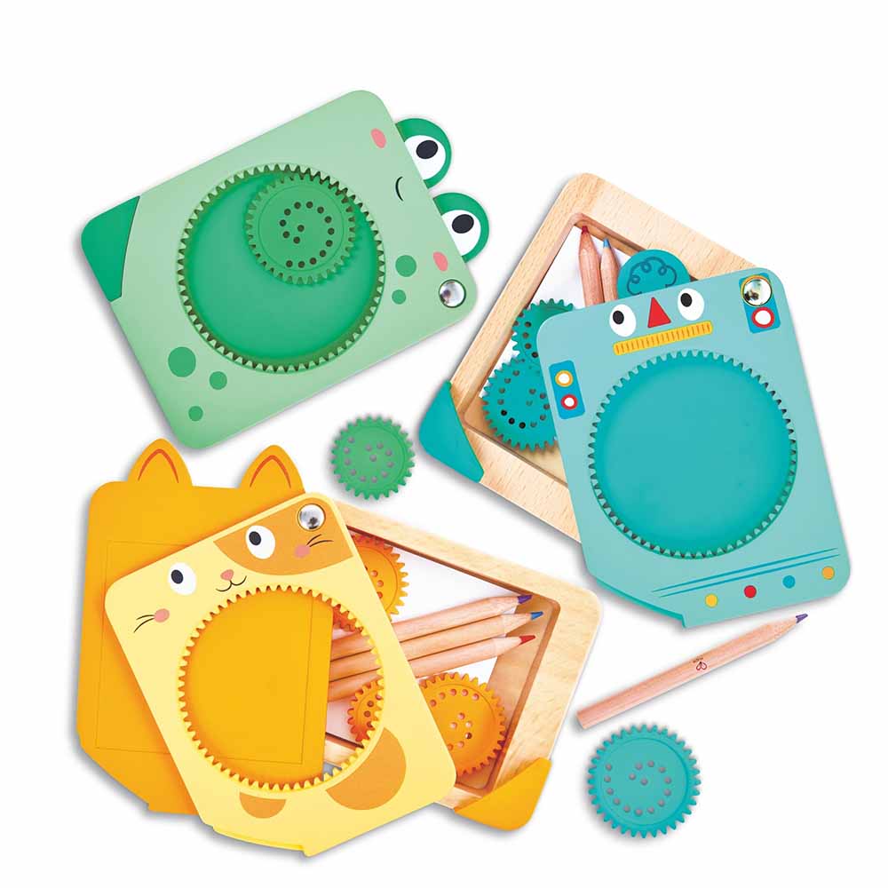 Hape Spin 'n' Draw Spirografo Portatile in Legno
