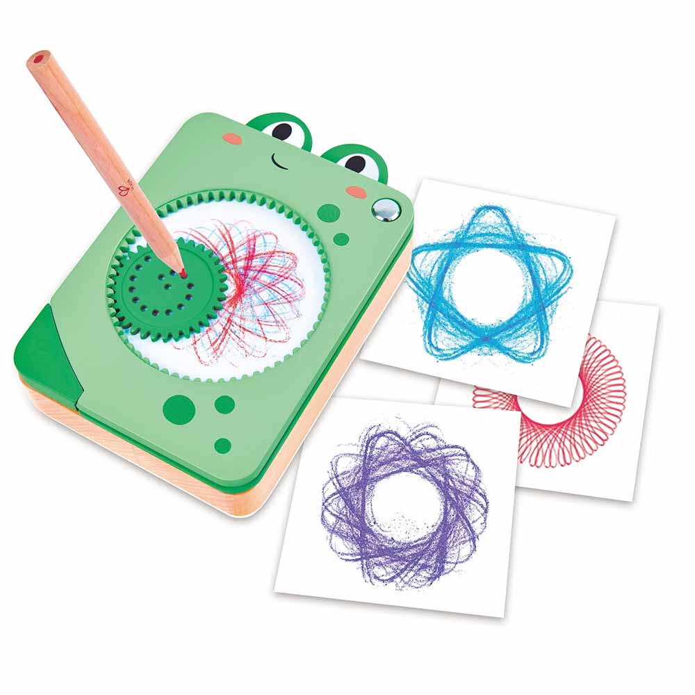 Hape Spin 'n' Draw Spirografo Portatile in Legno
