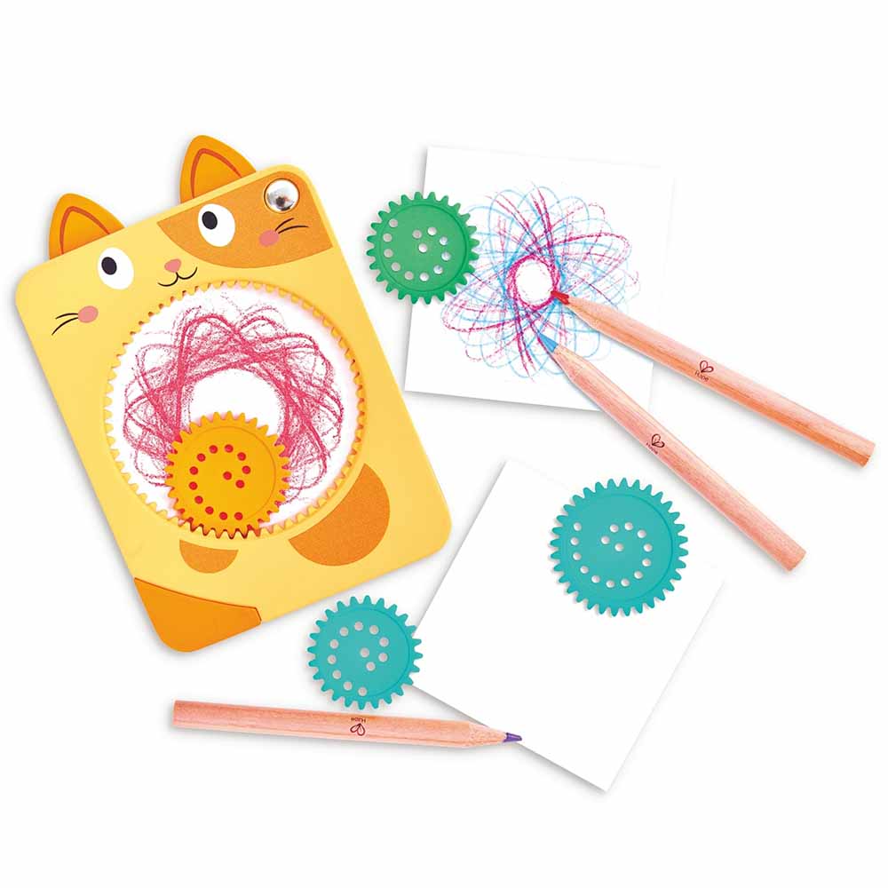 Hape Spin 'n' Draw Spirografo Portatile in Legno