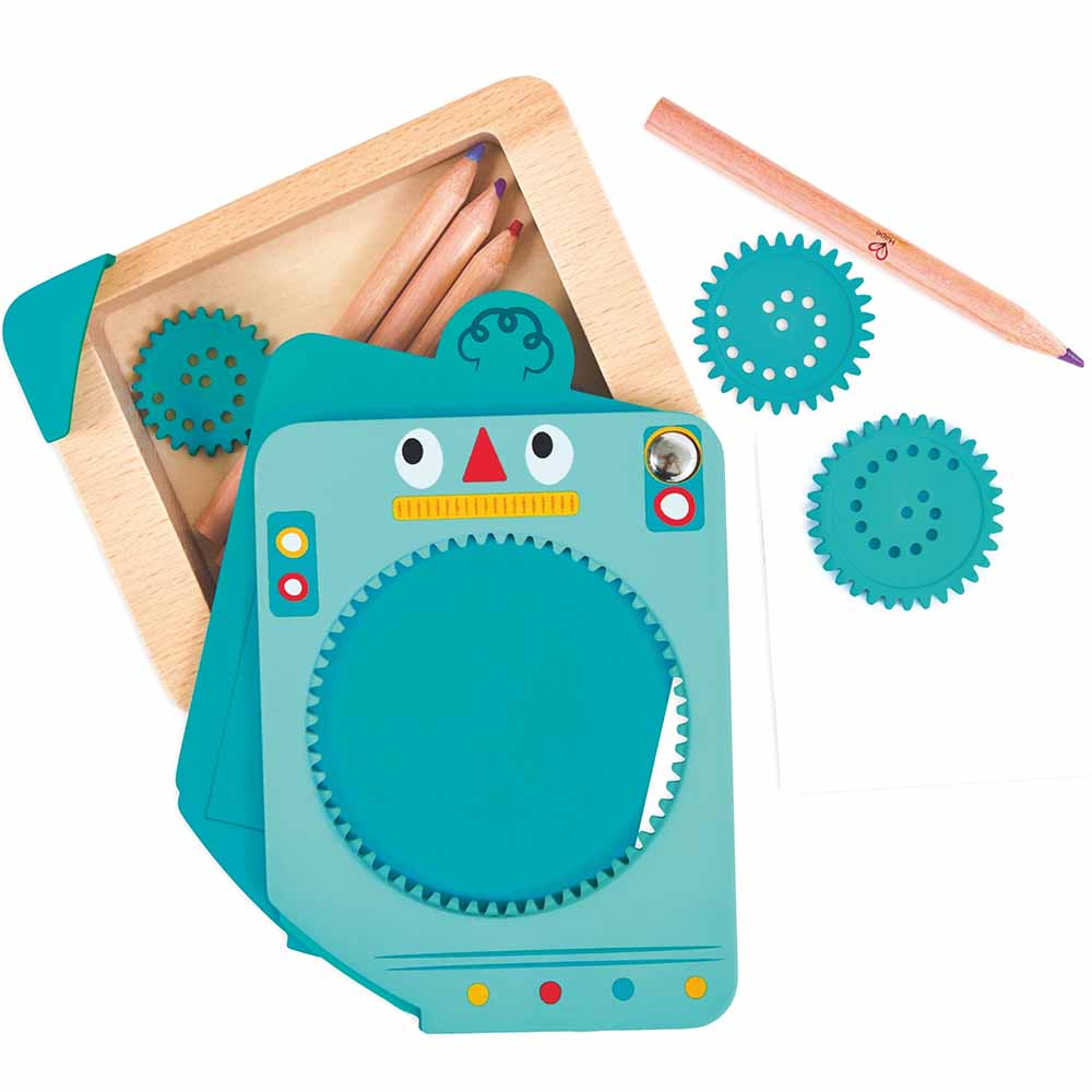 Hape Spin 'n' Draw Spirografo Portatile in Legno
