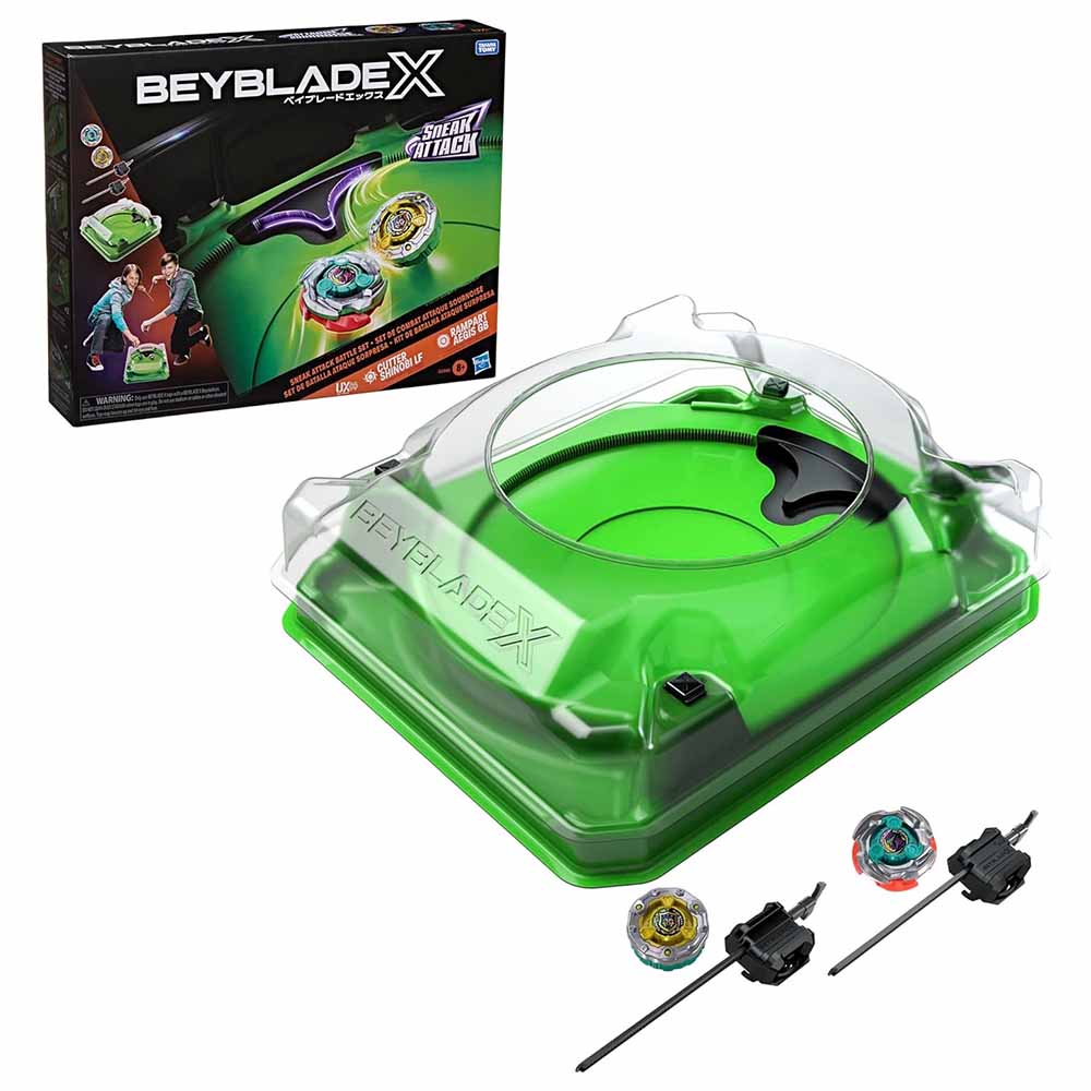Hasbro Beyblade X, Set da Combattimento Arena Sneak Attack Con 2 Trottole e Lanciatori