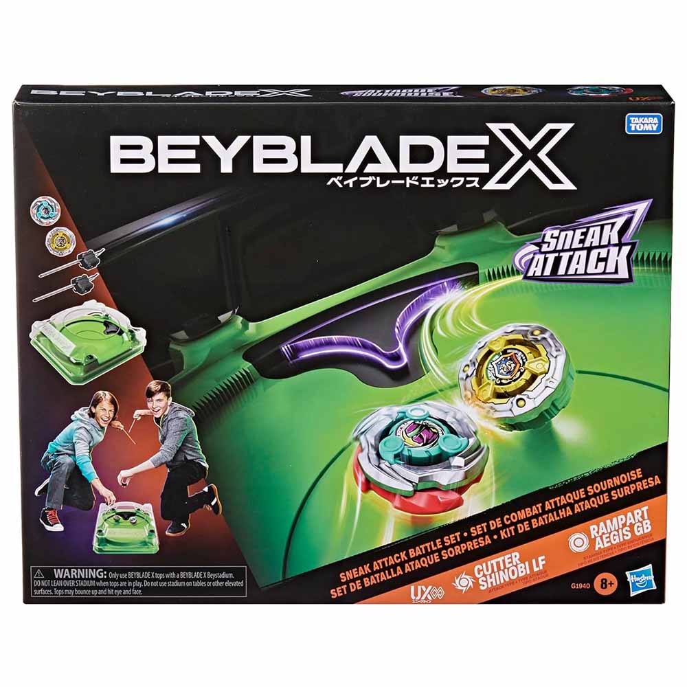 Hasbro Beyblade X, Set da Combattimento Arena Sneak Attack Con 2 Trottole e Lanciatori