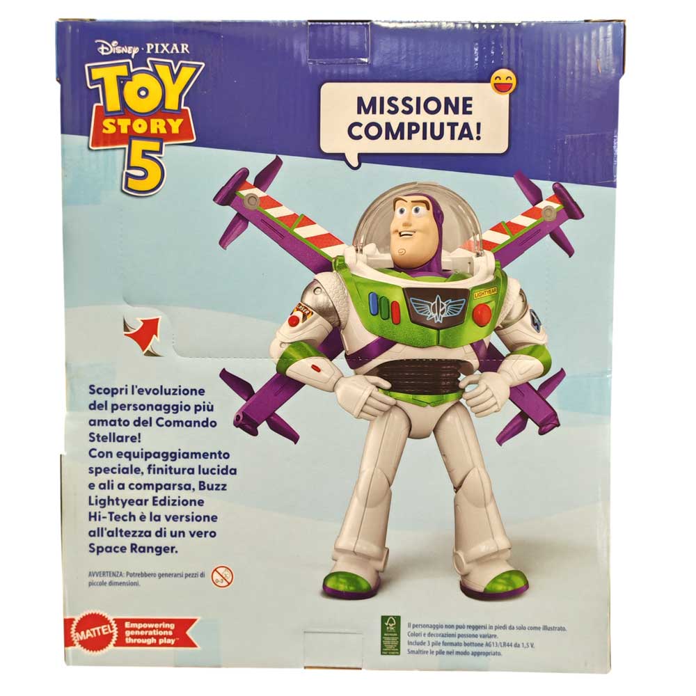 Mattel Toy Story 5, Buzz Lightyear Hi-Tech, Action Figure Interattiva con Modalità Volo + 35 Frasi In Italiano