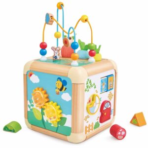 Hape Cubo Attività in Legno e Centro Multiattività 6 in 1 Green Thumbs