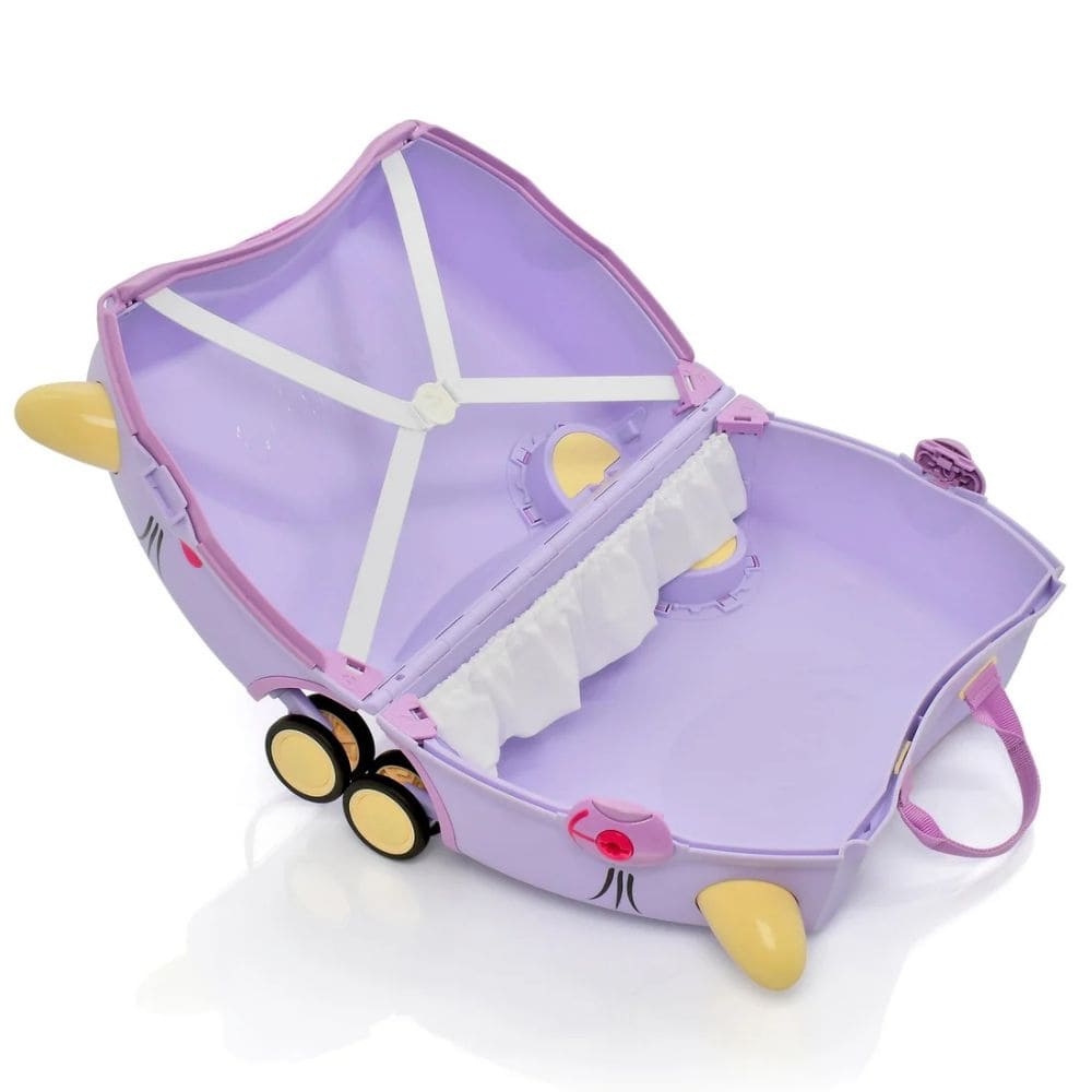 Trunki Valigia Cavalcabile Con Ruote Piroettanti 360, Lilla Cassie Cat