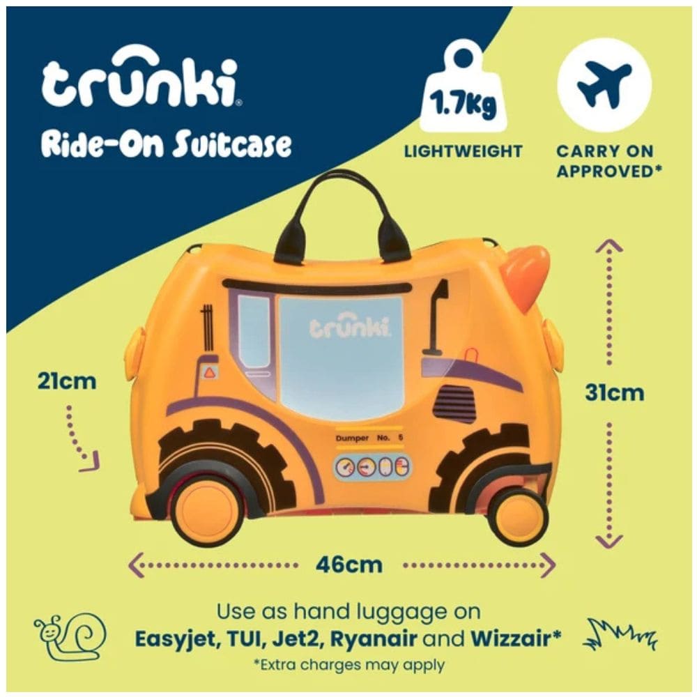 Trunki Valigia Cavalcabile Con Ruote Piroettanti 360, Giallo Escavatore