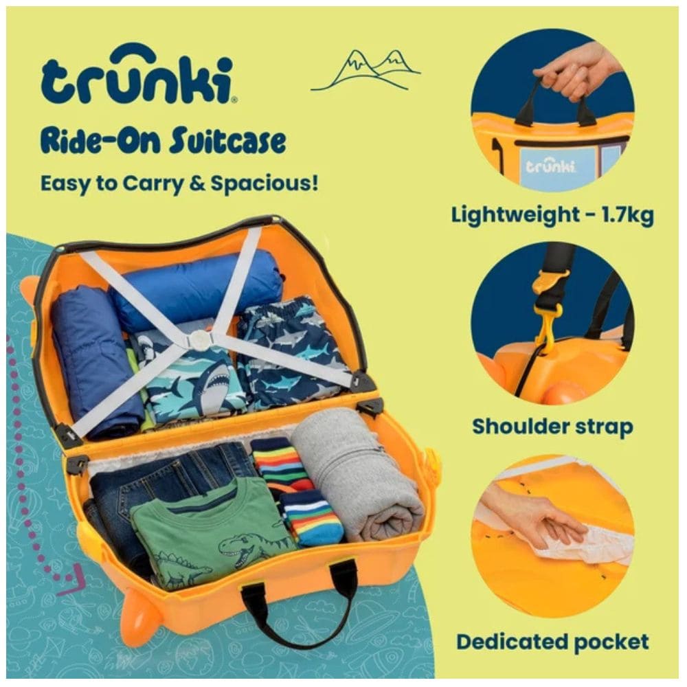 Trunki Valigia Cavalcabile Con Ruote Piroettanti 360, Giallo Escavatore