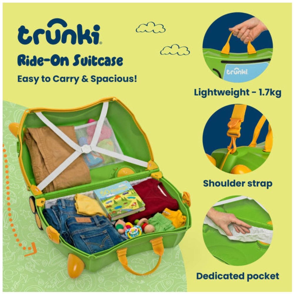 Trunki Valigia Cavalcabile Con Ruote Piroettanti 360, Verde Trattore