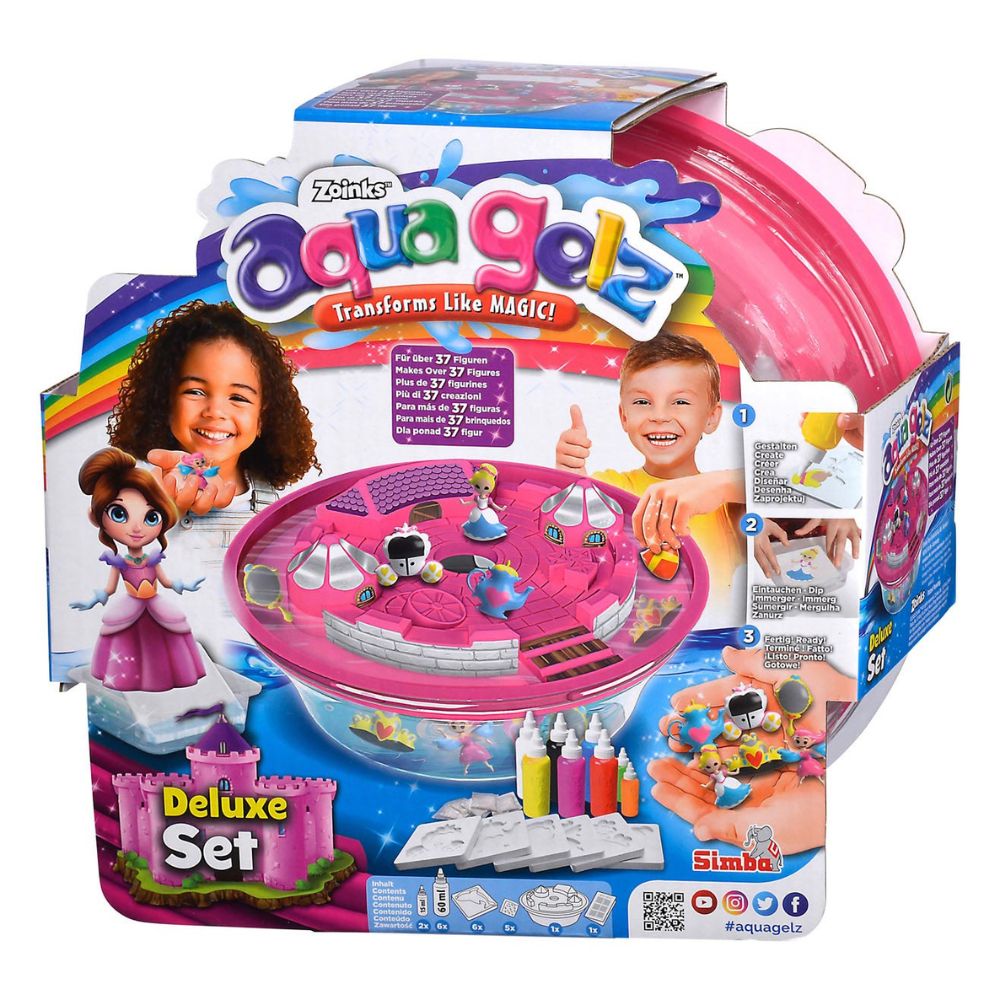 Simba Toys Set creativo Aqua Gelz Deluxe Principesse, Crea figure in gel 3D