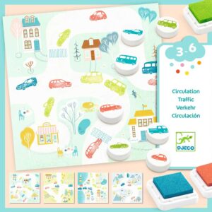 Djeco Stamps Traffic - Set Timbri a Tema Veicoli