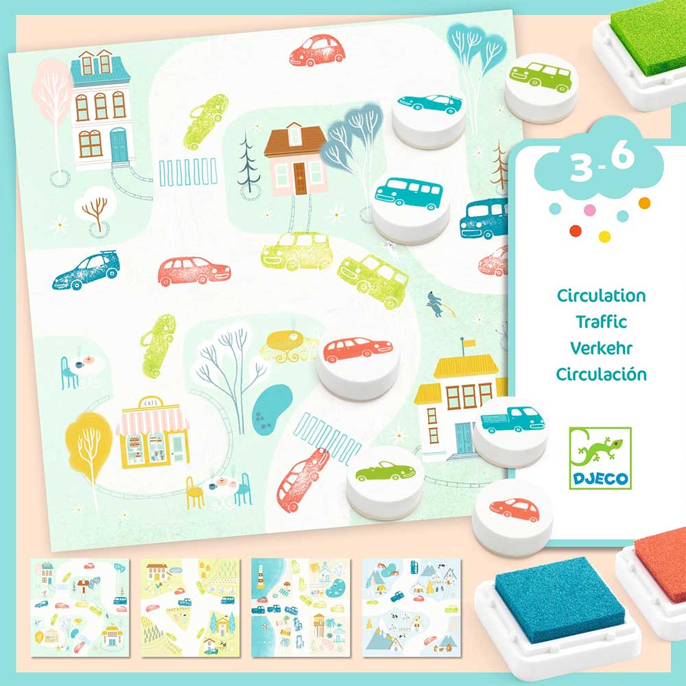Djeco Stamps Traffic - Set Timbri a Tema Veicoli