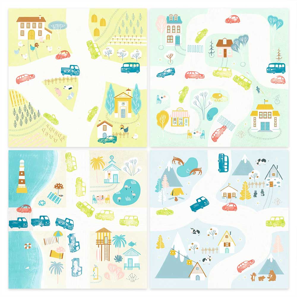 Djeco Stamps Traffic - Set Timbri a Tema Veicoli