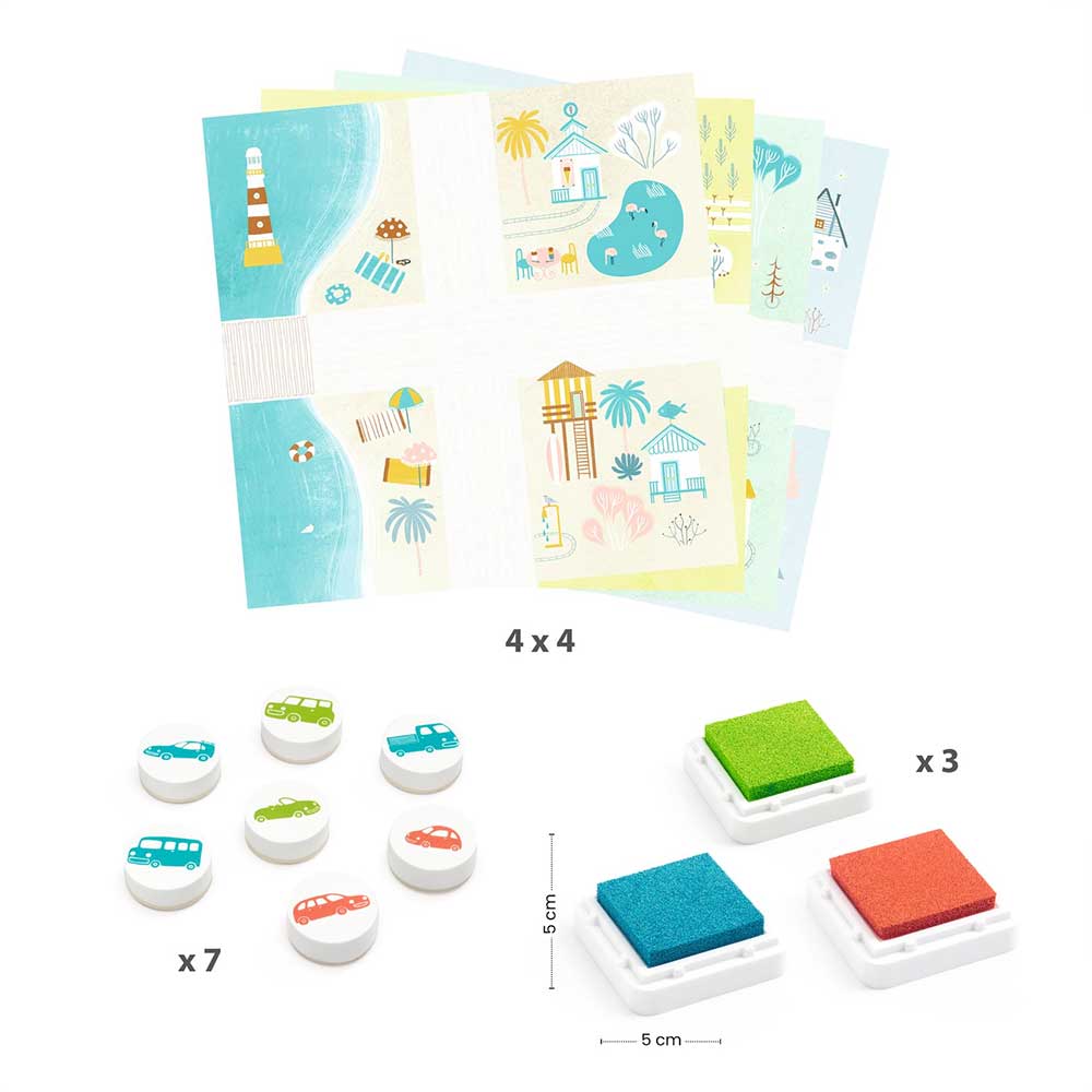 Djeco Stamps Traffic - Set Timbri a Tema Veicoli