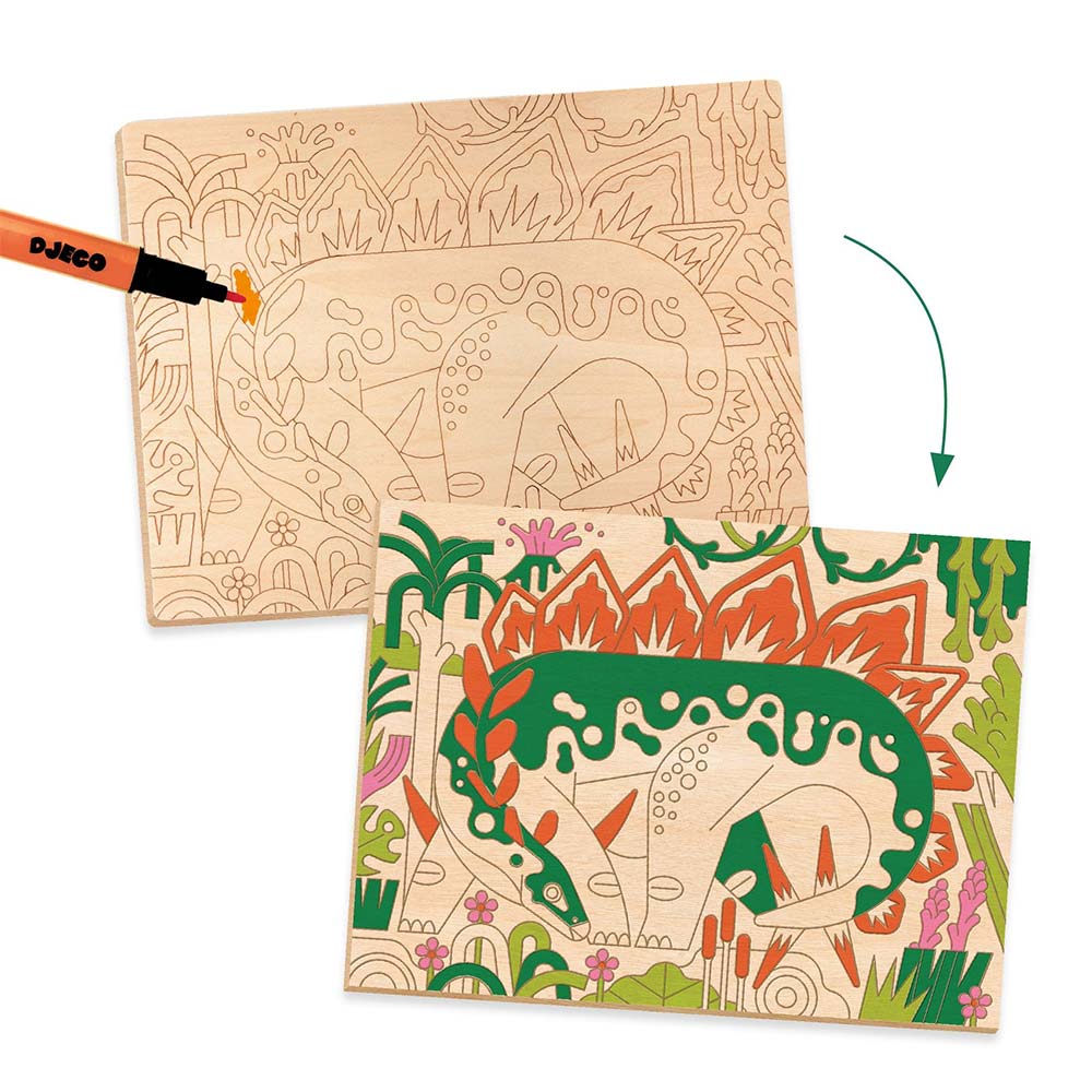 Djeco Attività Artistica su Legno, Dino World