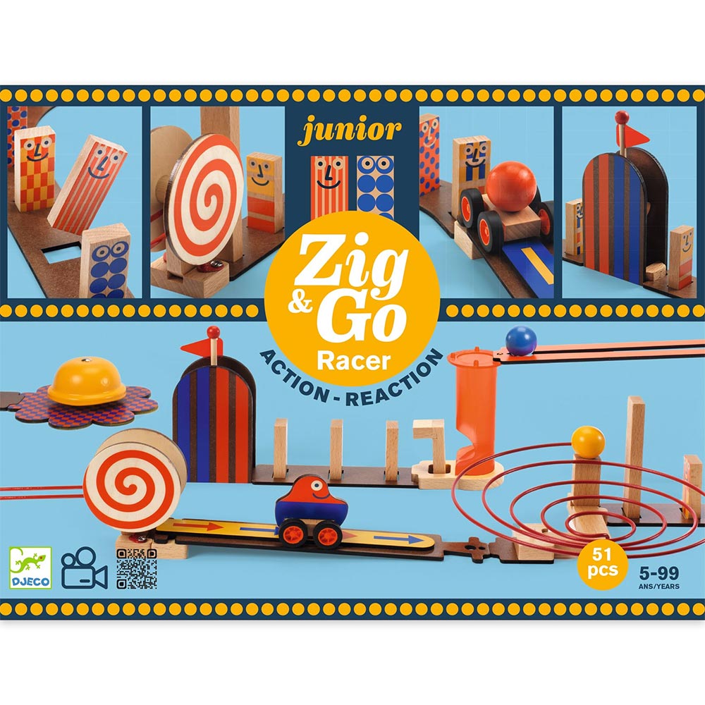 Djeco Zig & Go Junior - Racer - 51 Pezzi Il Gioco di Reazione a Catena per Piccoli Costruttori!