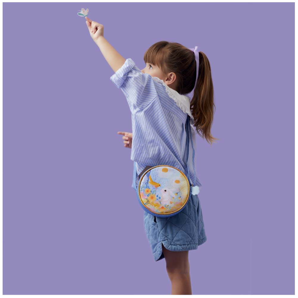 Djeco Borsa Coniglio - Borsetta per Bambine in Cotone con Tracolla Regolabile e Chiusura Zip