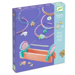 Djeco Kit Braccialetti in Macramè Blu con Perline e Charm
