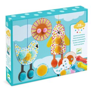 Djeco Punti e Pompom Nel Cielo Primo Kit Creativo 18 mesi