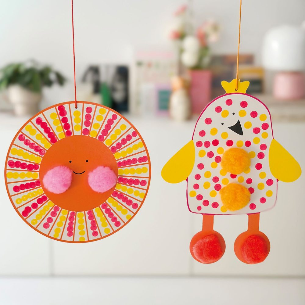 Djeco Punti e Pompom Nel Cielo Primo Kit Creativo 18 mesi