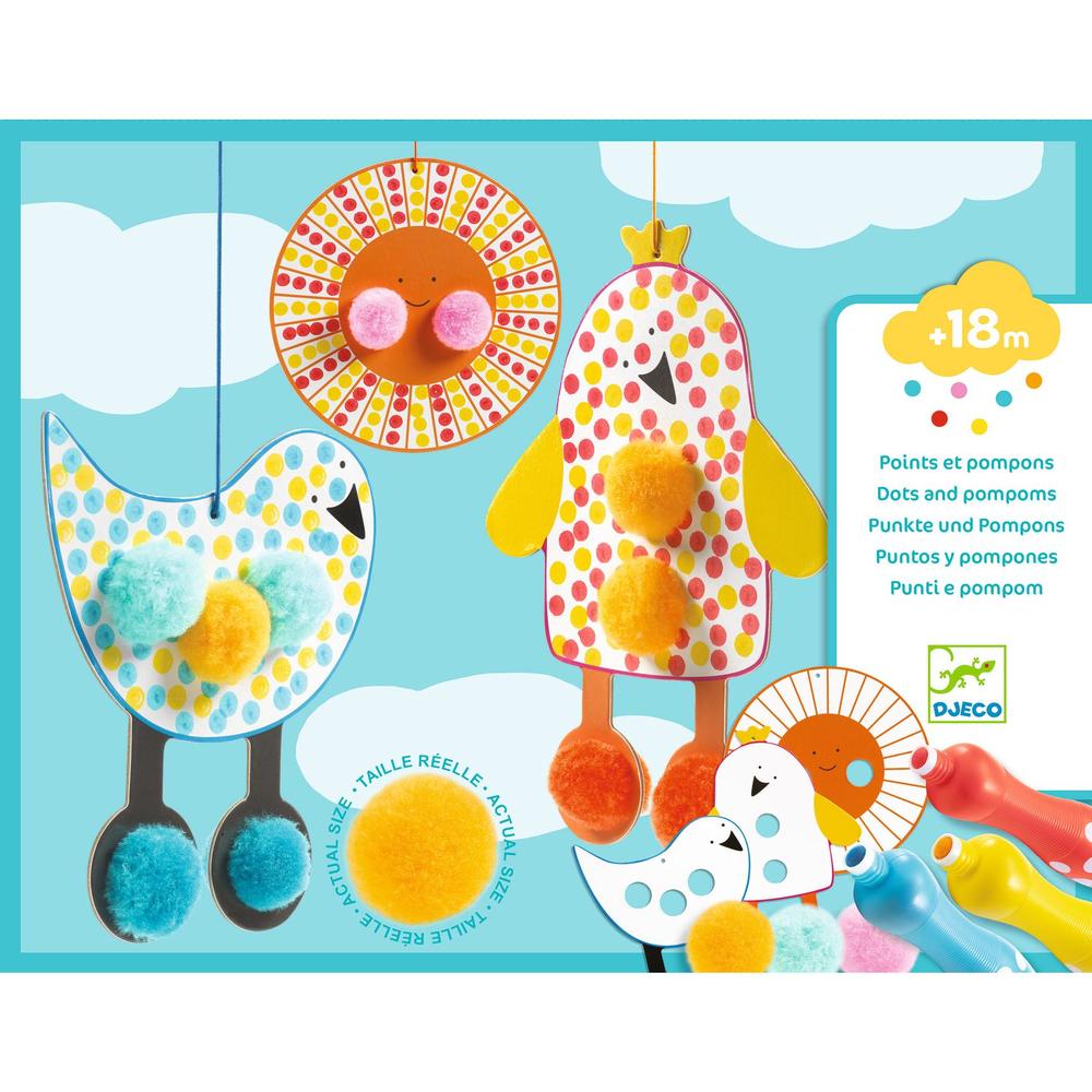 Djeco Punti e Pompom Nel Cielo Primo Kit Creativo 18 mesi