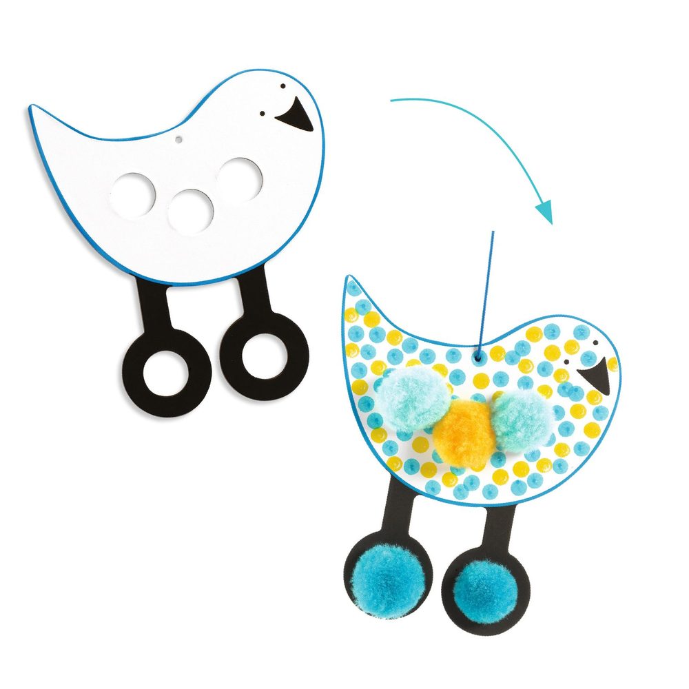 Djeco Punti e Pompom Nel Cielo Primo Kit Creativo 18 mesi