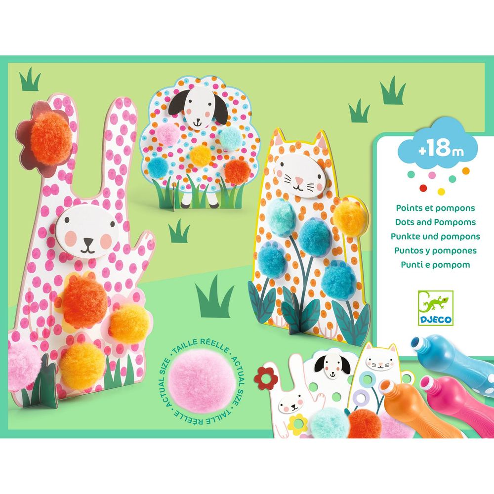 Djeco Punti e Pompom Nell'Erba Primo Kit Creativo 18 mesi