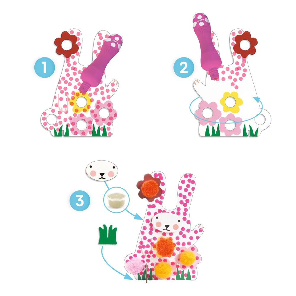 Djeco Punti e Pompom Nell'Erba Primo Kit Creativo 18 mesi