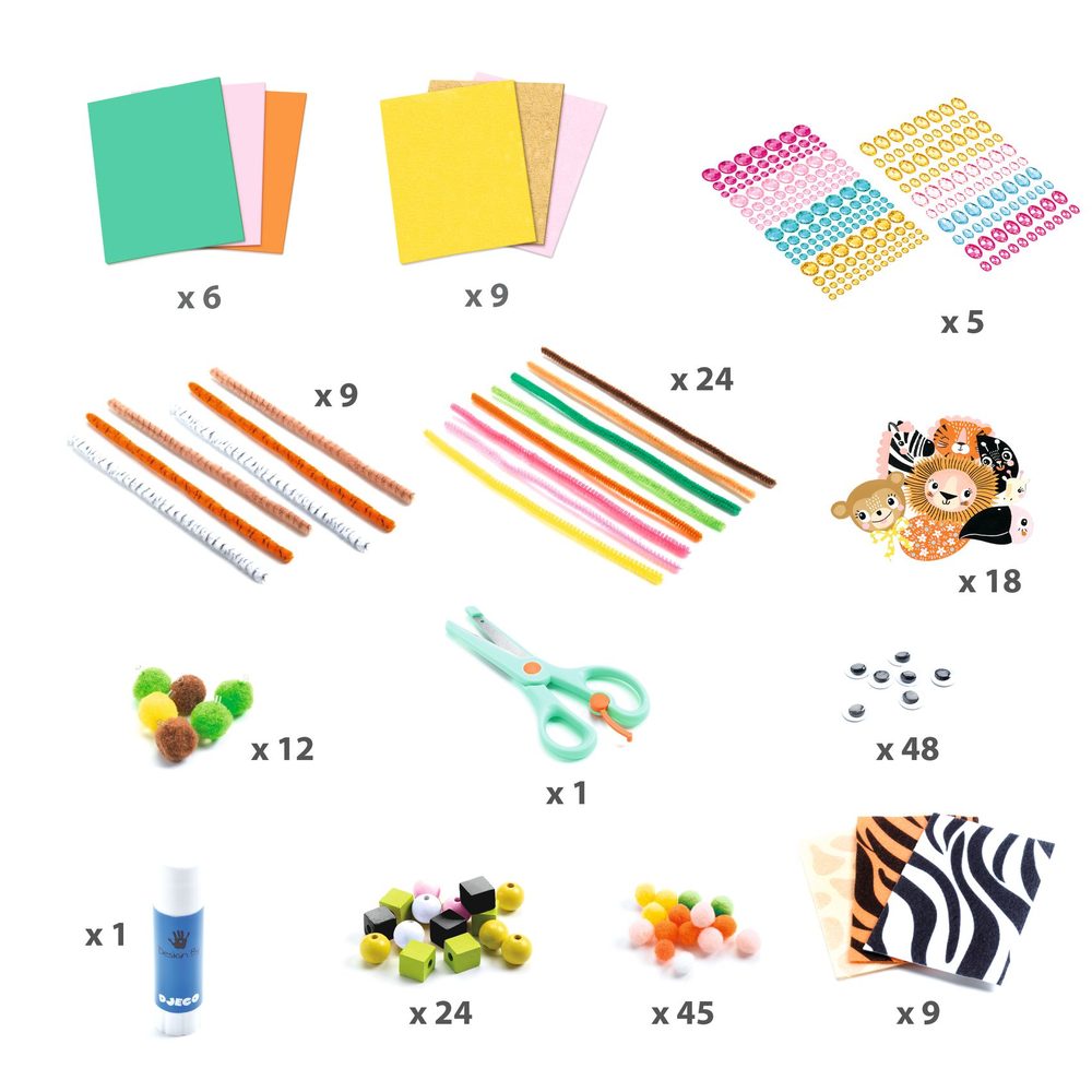 Djeco Scatola Creativa Animali della Giungla con Accessori 3-6 anni
