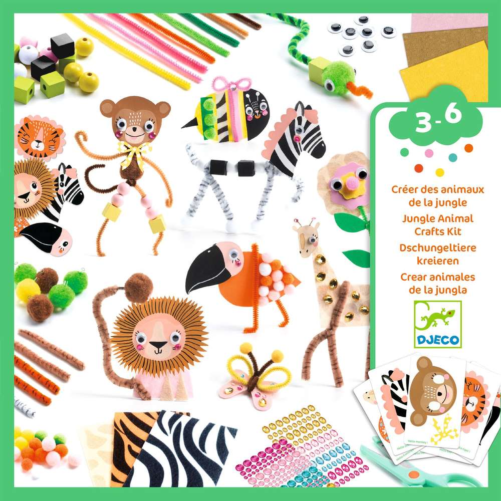 Djeco Scatola Creativa Animali della Giungla con Accessori 3-6 anni