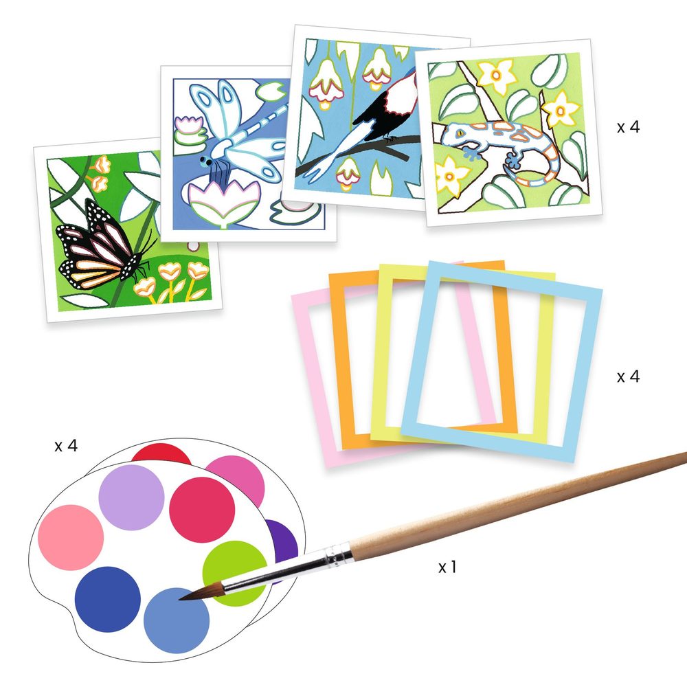 Djeco Kit Pittura 4 Quadri con Cornici Indonesia 5-8 anni
