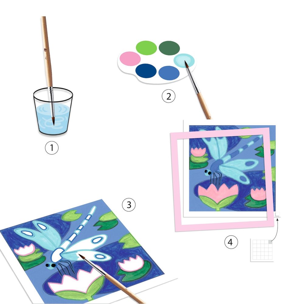 Djeco Kit Pittura 4 Quadri con Cornici Indonesia 5-8 anni