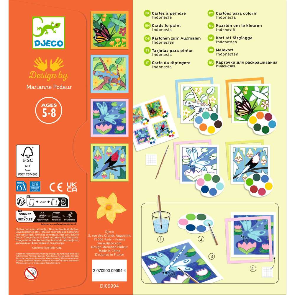 Djeco Kit Pittura 4 Quadri con Cornici Indonesia 5-8 anni