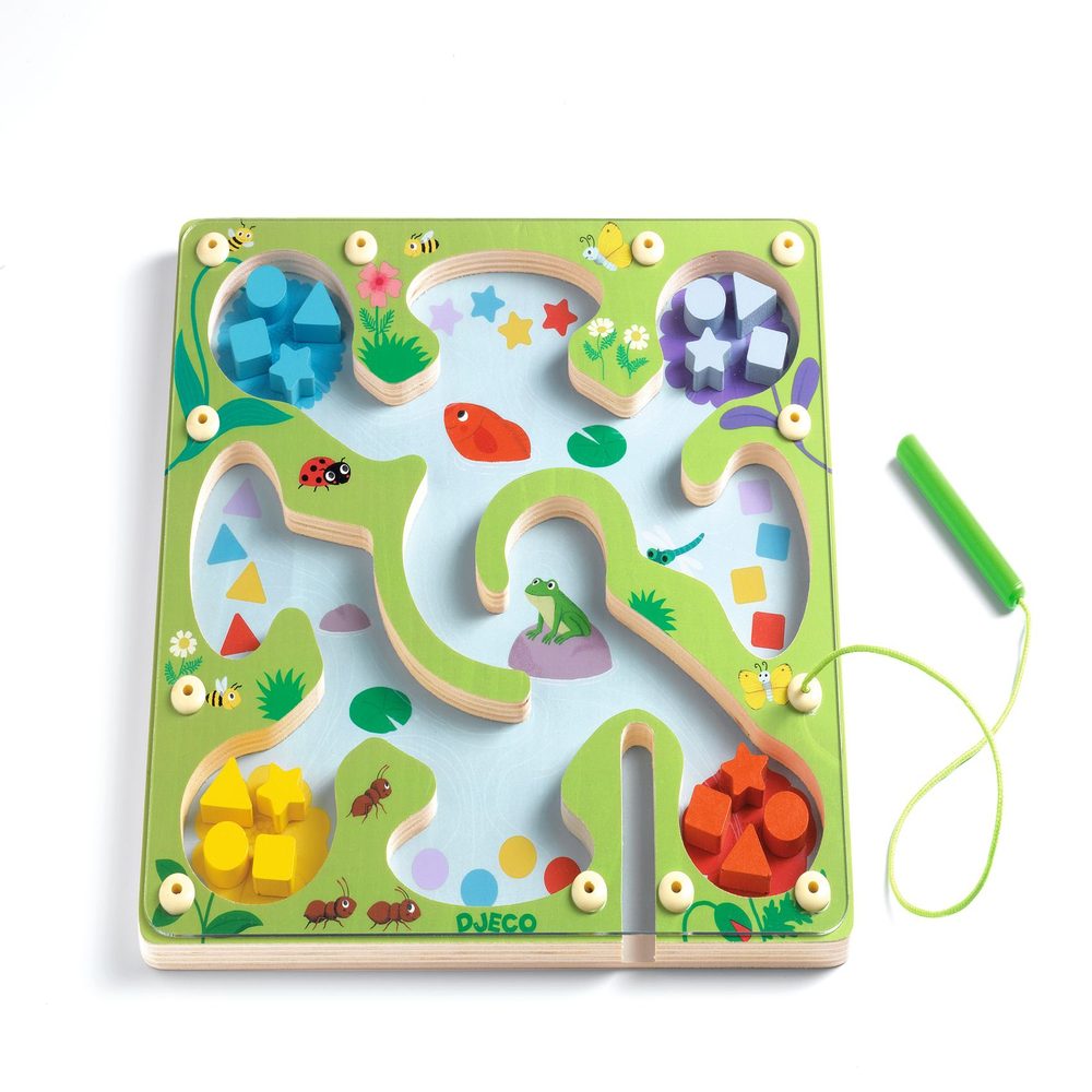 Djeco Labirinto Magnetico in Legno FrogyMaze Forme e Colori