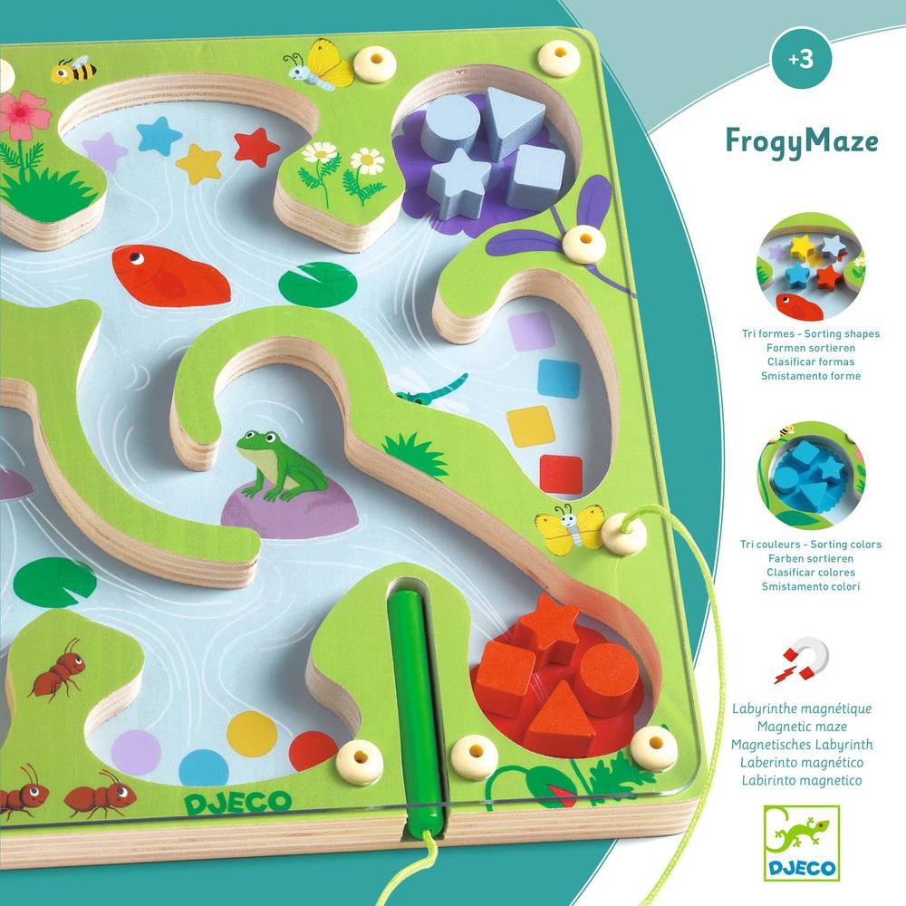 Djeco Labirinto Magnetico in Legno FrogyMaze Forme e Colori
