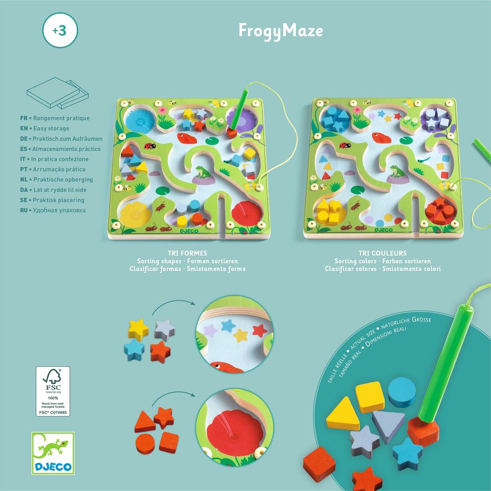 Djeco Labirinto Magnetico in Legno FrogyMaze Forme e Colori