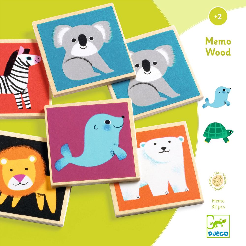Djeco Memory in Legno Memo Wood Animali Selvatici dai 2 anni