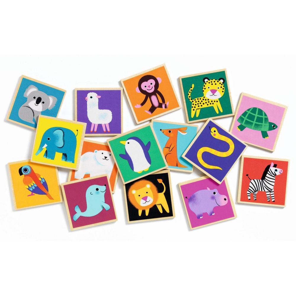 Djeco Memory in Legno Memo Wood Animali Selvatici dai 2 anni