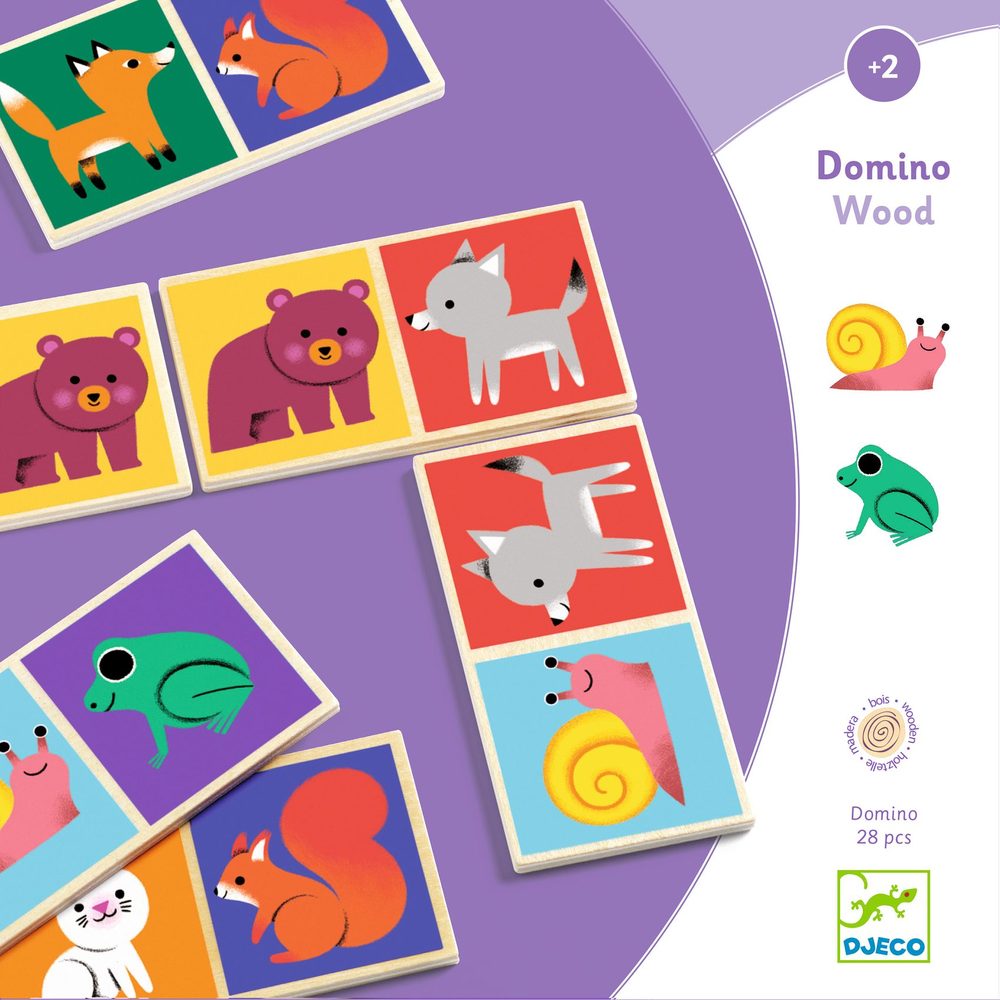Djeco Domino in Legno Domino Wood Animali e Numeri dai 2 anni