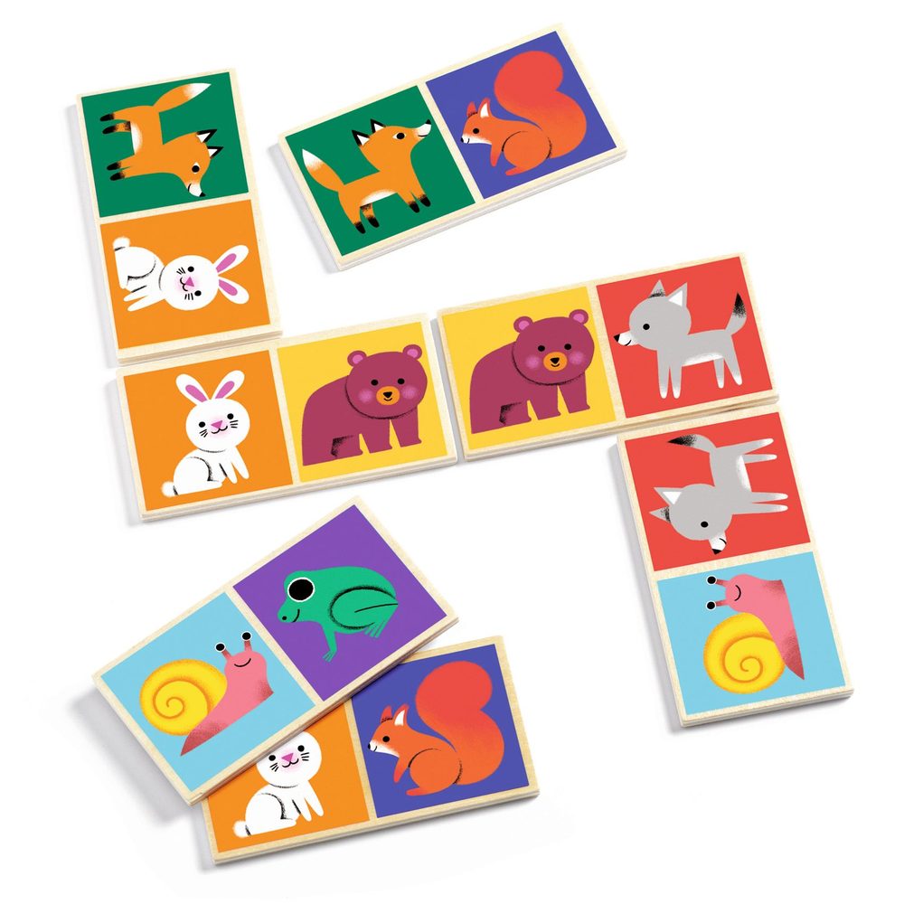 Djeco Domino in Legno Domino Wood Animali e Numeri dai 2 anni
