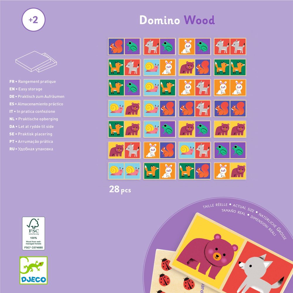 Djeco Domino in Legno Domino Wood Animali e Numeri dai 2 anni