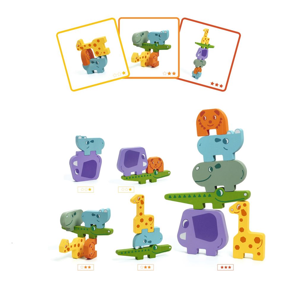 Djeco Gioco di Equilibrio in Legno Ze Totanimo Animali Impilabili