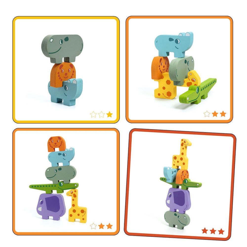 Djeco Gioco di Equilibrio in Legno Ze Totanimo Animali Impilabili