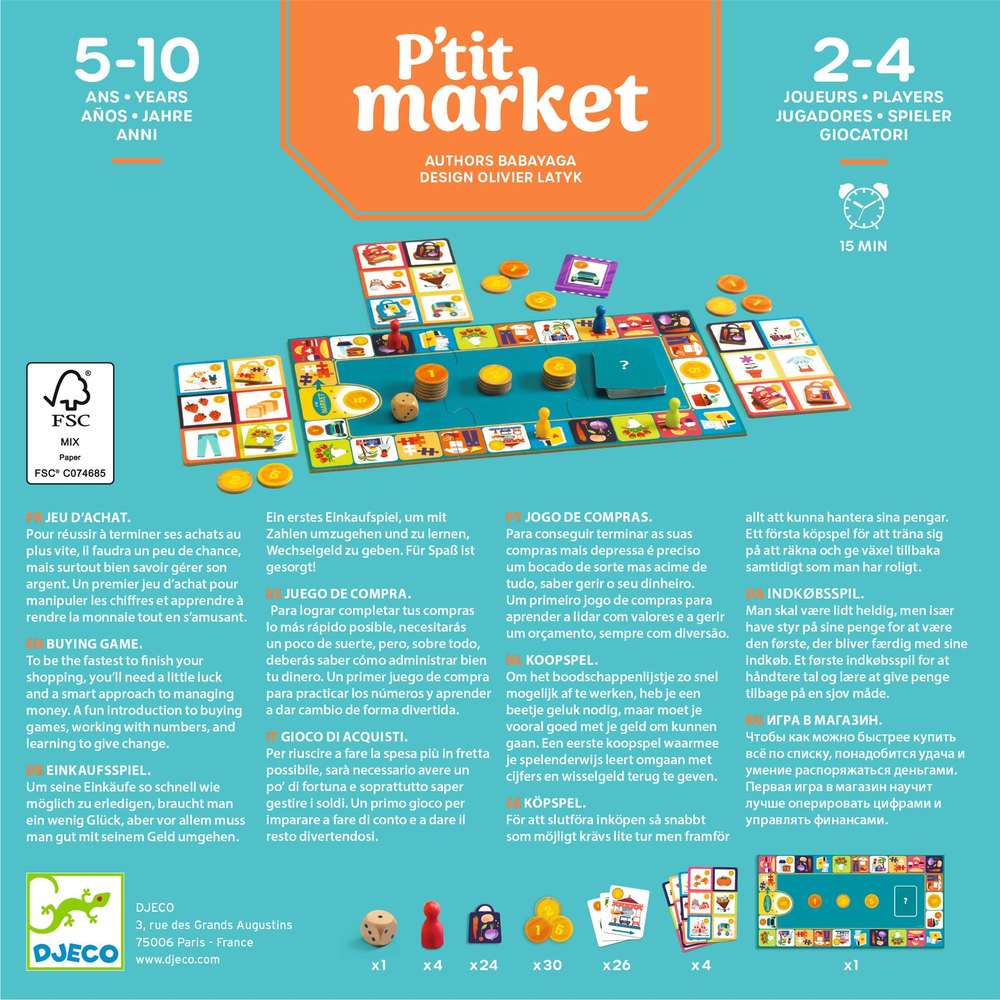 Djeco Gioco da Tavolo P'tit Market per Imparare a Contare Soldi