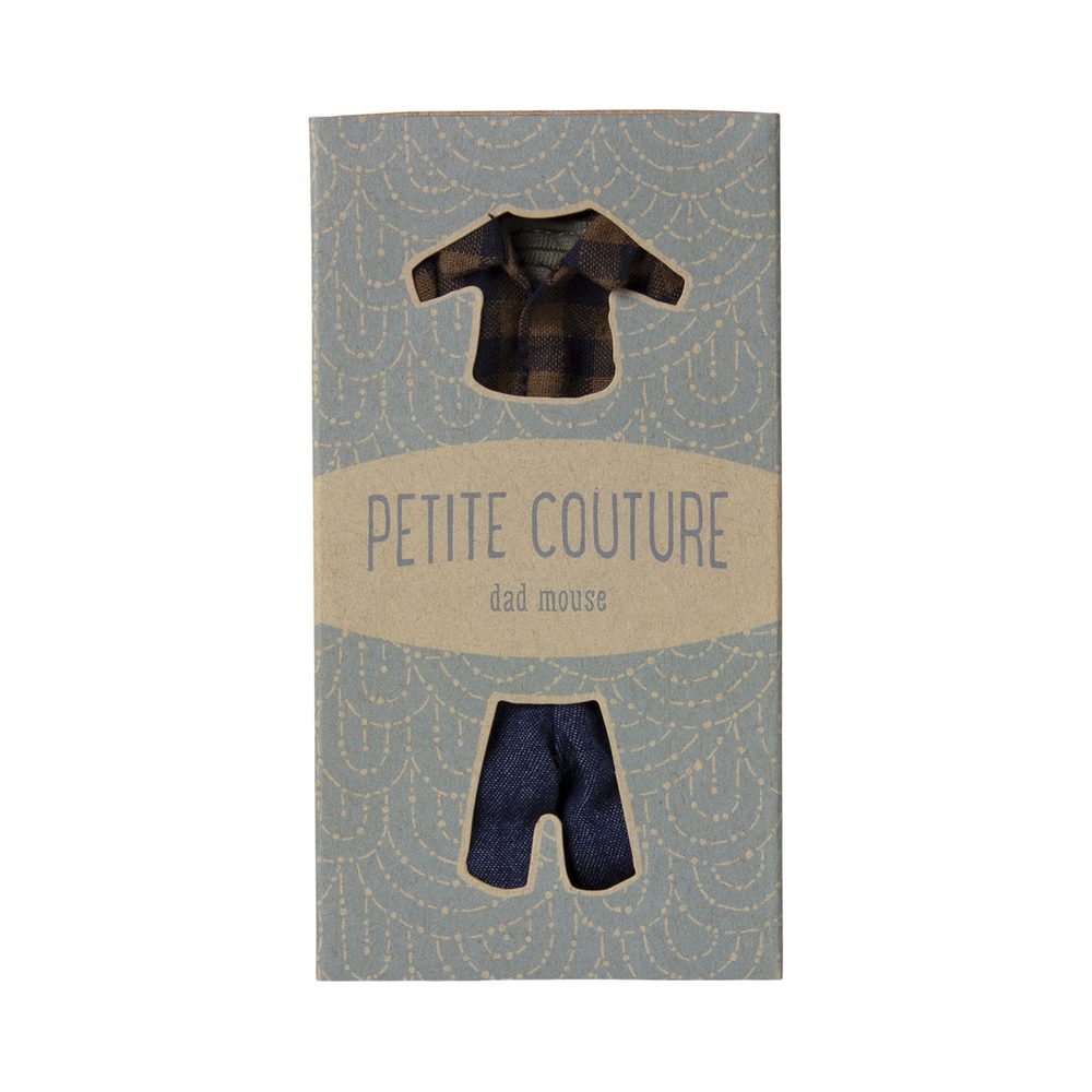 Maileg Camicia A Quadri Marrone E Jeans Per Topo Papà