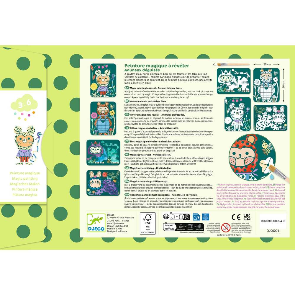 Djeco Pittura Magica ad Acqua Animali Travestiti 3-6 anni