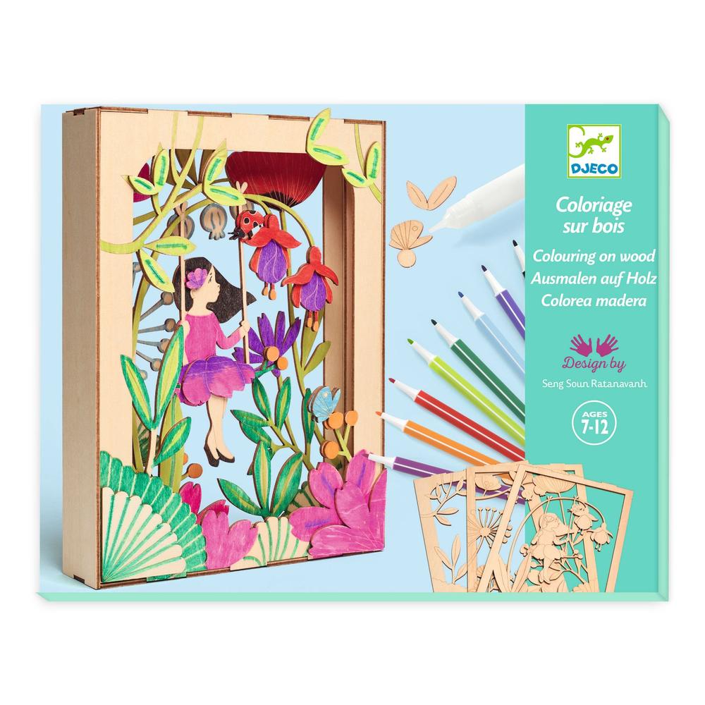 Djeco Kit Diorama in Legno da Colorare Alizée 7-12 anni