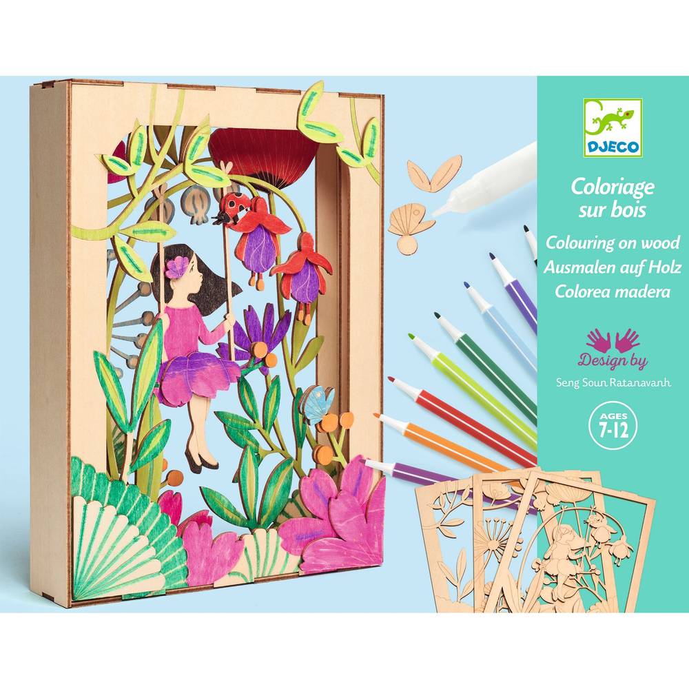 Djeco Kit Diorama in Legno da Colorare Alizée 7-12 anni